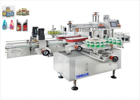 Linea di riempimento di lubrificanti a due lati Bottiglia quadrata Macchina di etichettatura adesiva automatica